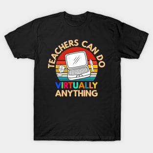 Teachers Virtually Can Do Anything Virtual Teacher vintage retro sunset style T-Shirt